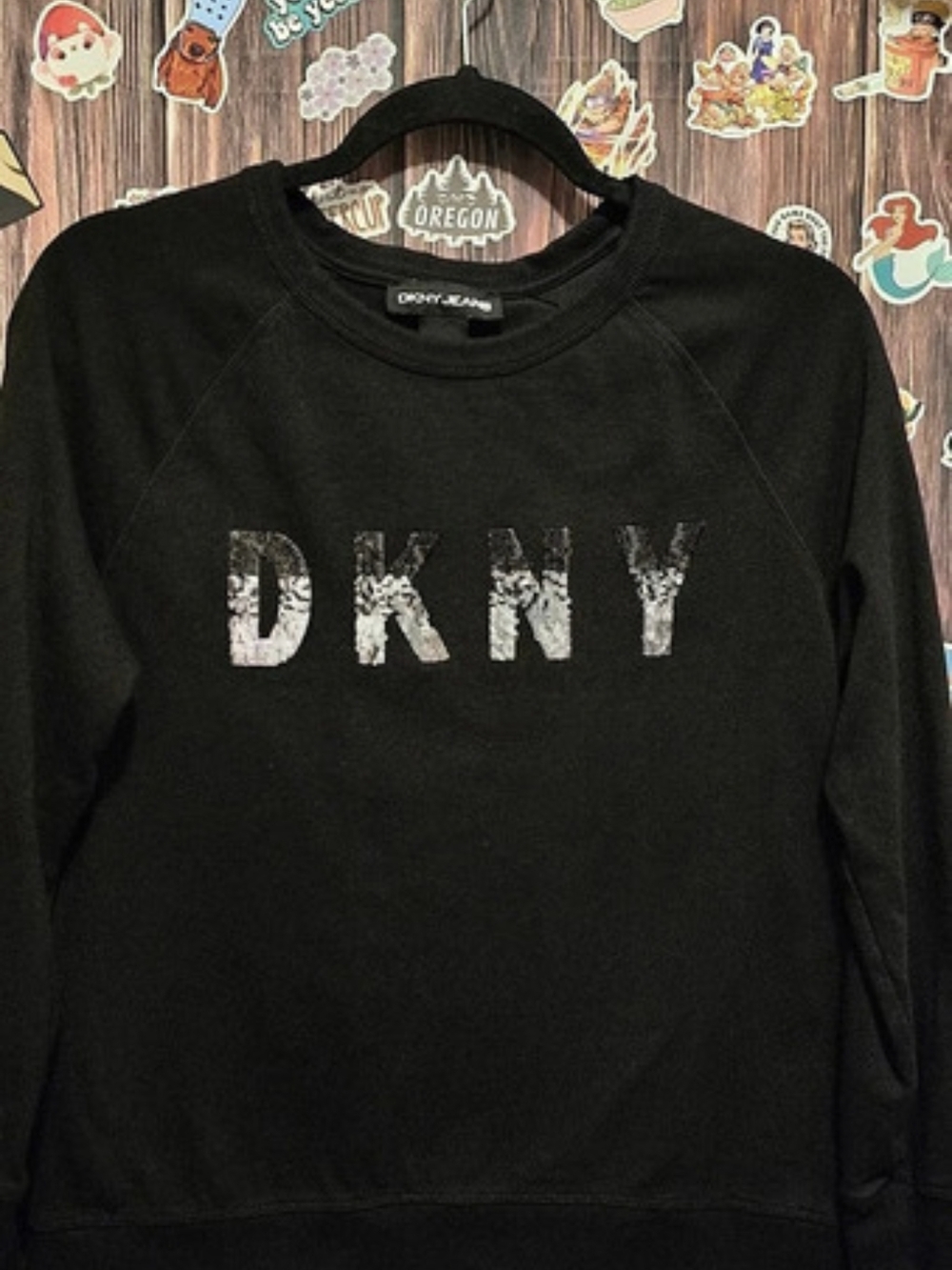 DKNY Jeans Logo Sweatshirt in Black Size Medium